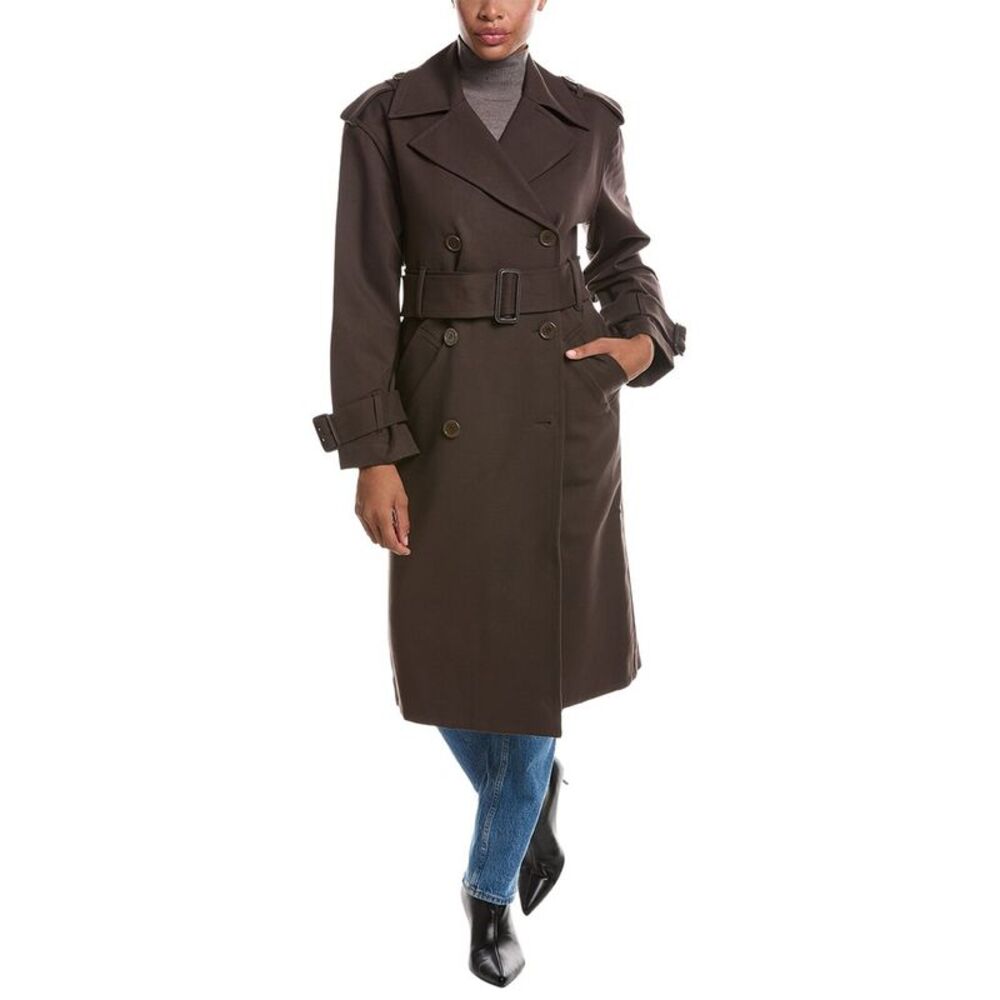 Susana Monaco Womens  Double Knit Trench Coat, Brown